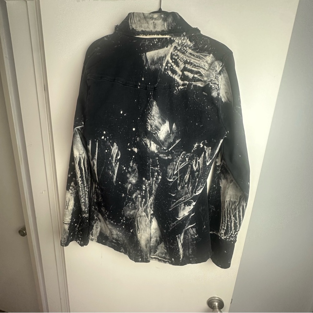 Lip Service Black & Creamish Vintage Porn Splatter Stretch Twill Jacket NWT L - Picture 7 of 16